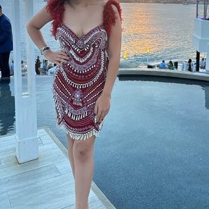 ASOS red jeweled heavy dress. Perfect for main character vibes. Worn once
